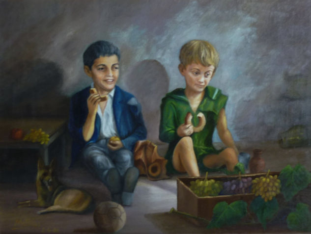 Amigos Oil Canvas Figure Painting