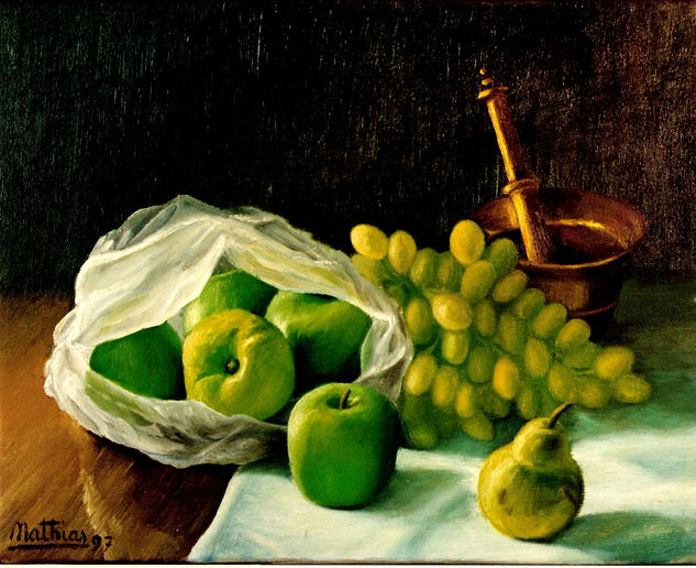 Manzanas y uvas Oil Canvas Still Life Paintings