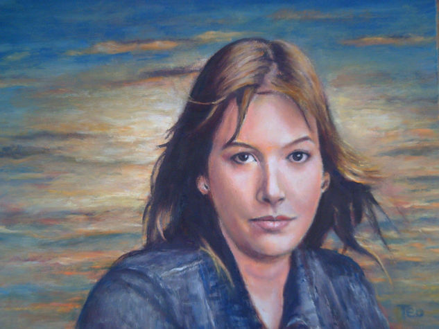 Irene, retrato de cantante (atardeceres rotos) Oil Canvas Portrait