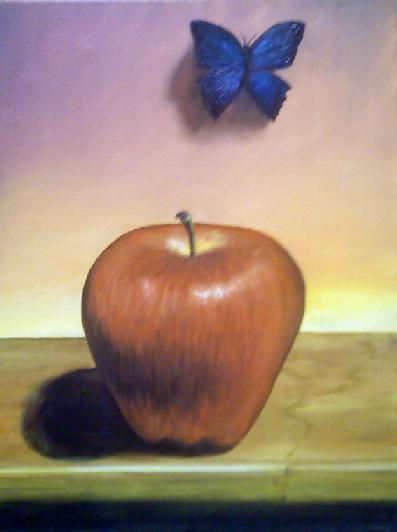 Mariposa y Manzana Oil Canvas Still Life Paintings