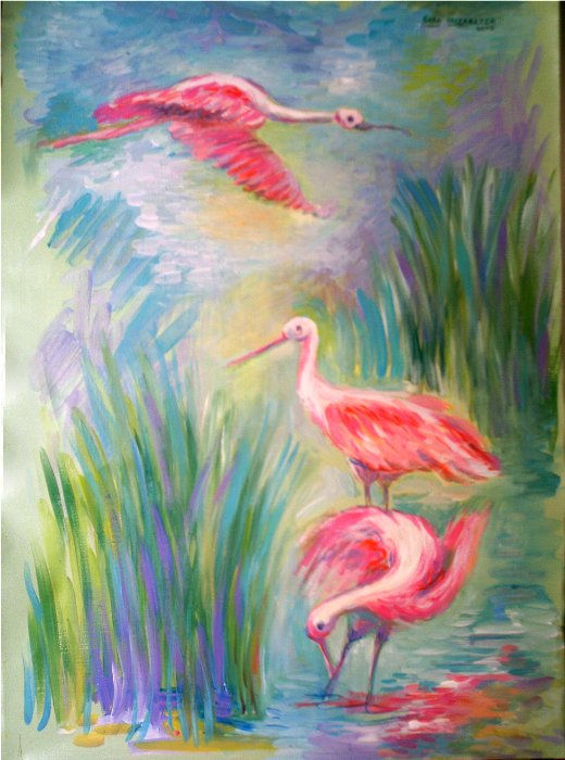 pájaros rosados