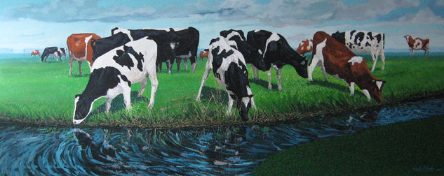 VACAS EN FRIESLAND Acrílico Lienzo Paisaje