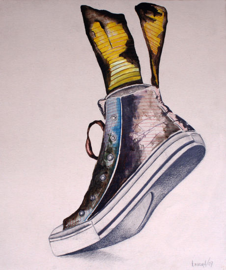 CONVERSE Mixed media Paper Figure Painting