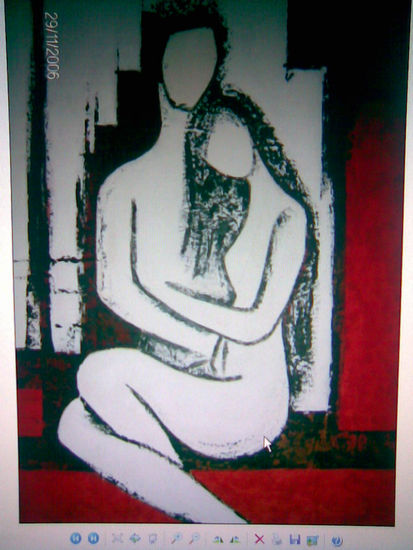 Pareja Media Mixta Lienzo Desnudos