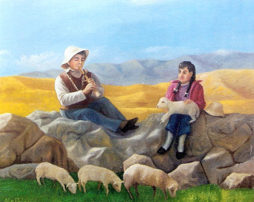 Pastorcitos de Yavi Oil Canvas Figure Painting