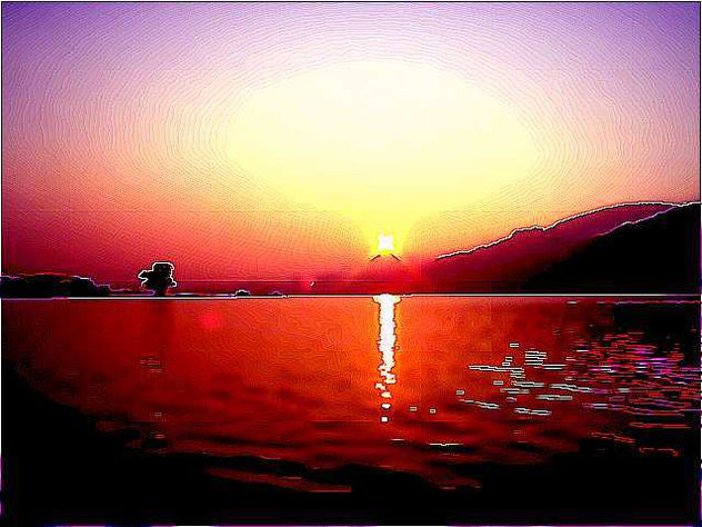 puesta de sol en rojo