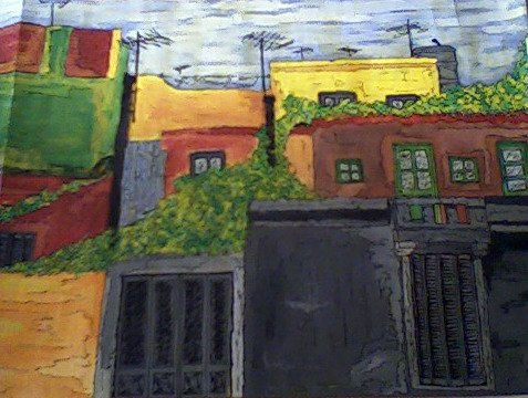 Frente a casa, año 1976 Watercolour Card Landscaping