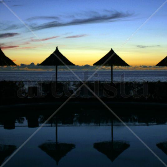 parasol reflections at sunset