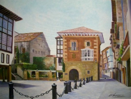 Plaza Guipuzcoa-Hondarribia Oil Canvas Landscaping