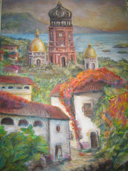 iglesia de vallarta Oil Canvas Landscaping