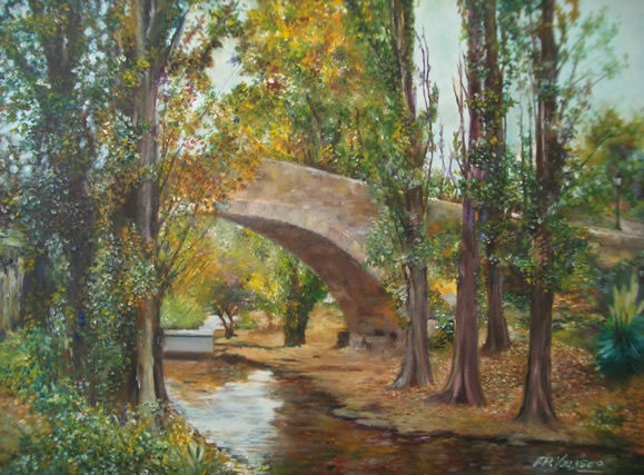 Puente sobre el Bañuelos Oil Canvas Landscaping