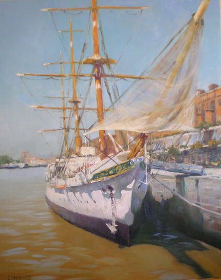 Fragata Sarmiento Oil Canvas Marine Painting