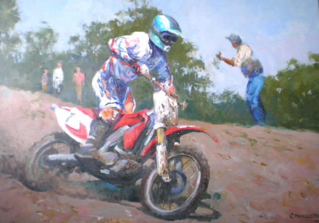 Motocross Óleo Lienzo Deportes