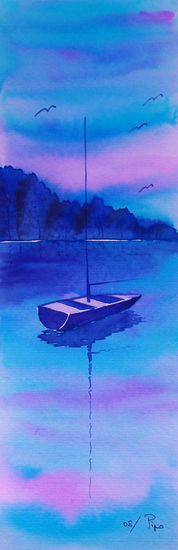 barco en el amanecer - vendido Watercolour Paper Landscaping