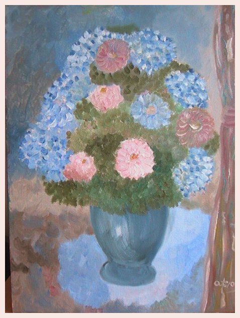 jarrón hortensias