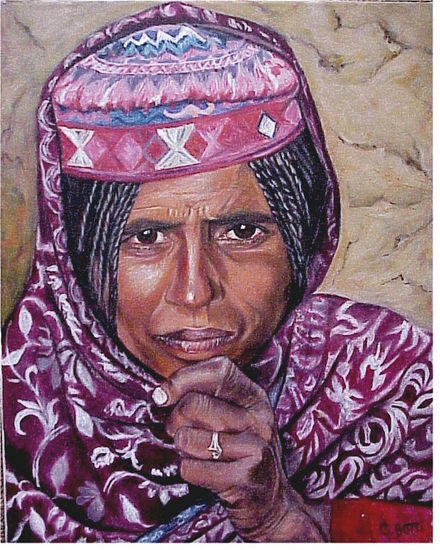 MUJER INDIA Acrylic Textile Figure Painting