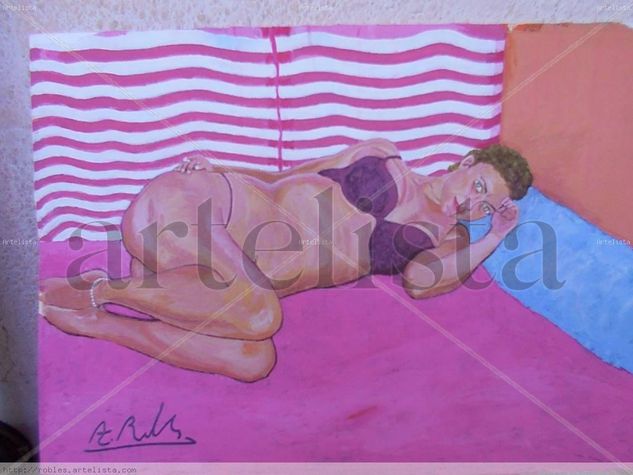 Despertar de la siesta estival, Acrylic Paper Nude Paintings