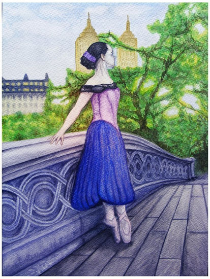 Bailarina sobre puente Watercolour Paper Landscaping