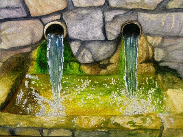 Fuente de pueblo Watercolour Paper Landscaping