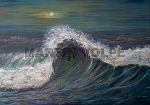 Ola bajo la luna Oil Canvas Marine Painting