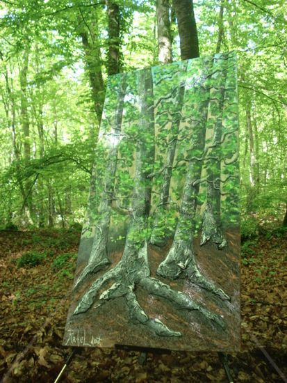 Primavera a la Fageda Acrílico Tabla Paisaje