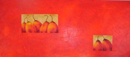 tomates sobre fondo rojo Acrylic Canvas Still Life Paintings