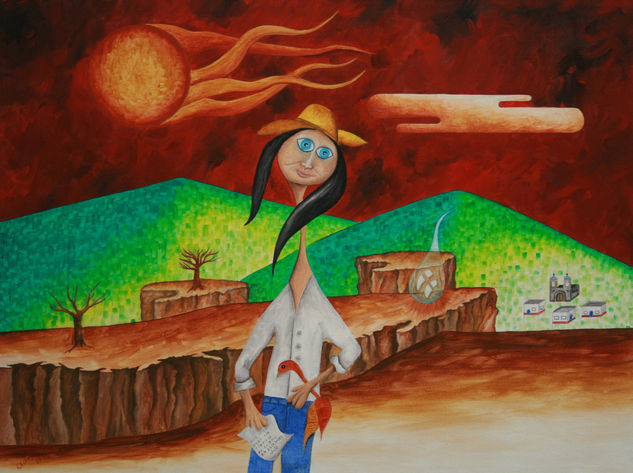 NOS  HAN  DADO  LA TIERRA Oil Canvas Figure Painting