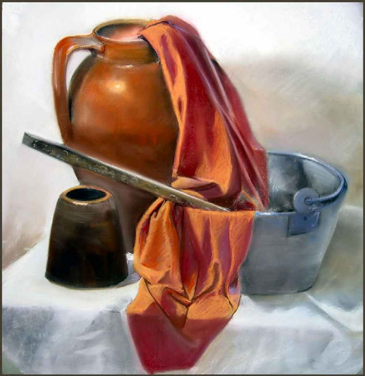 Bodegón cubo Pastel Paper Still Life Paintings