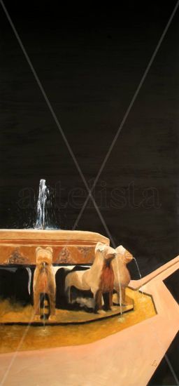 Fuente de los leones 2 Oil Canvas Figure Painting