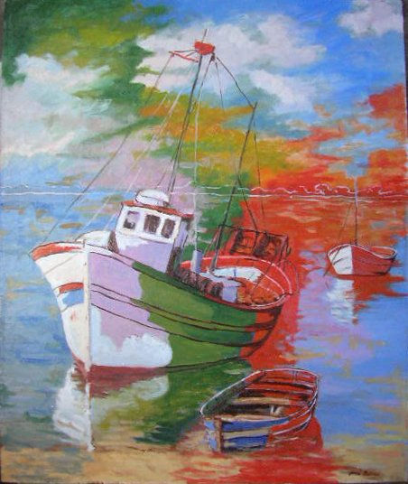 por la ria Oil Canvas Marine Painting