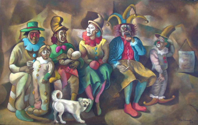 familia de circo Óleo Lienzo Figura