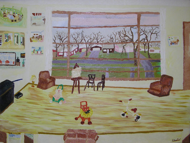 La ventana de la sala Oil Canvas Landscaping