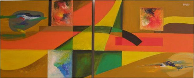 ABSTRACTO NARANJAS DIPTICO Oil Panel Others