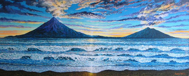 AMANECER ENTRE LA BELLA ISLA DE OMETEPE Acrylic Canvas Landscaping