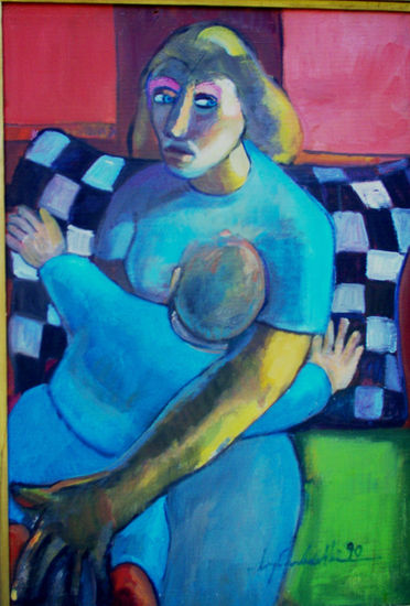 0008- Lila e Bruno Oil Textile Figure Painting