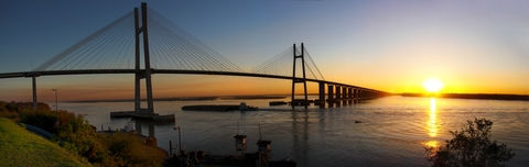 Rosario-Victoria Bridge and Paraná River