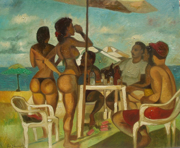 cerveja na praia Oil Canvas Landscaping