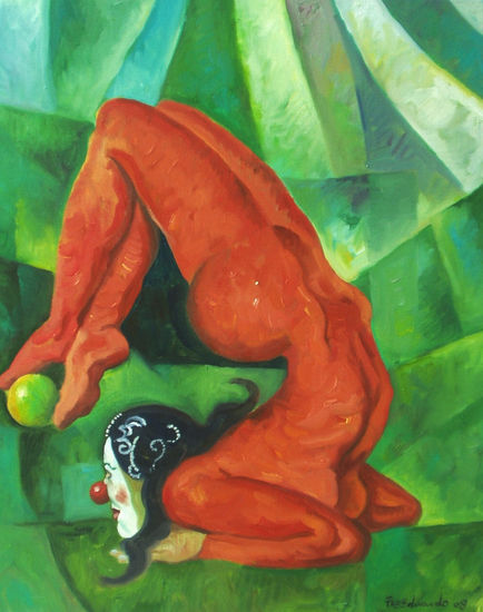 contorcionista com bola Oil Canvas Figure Painting