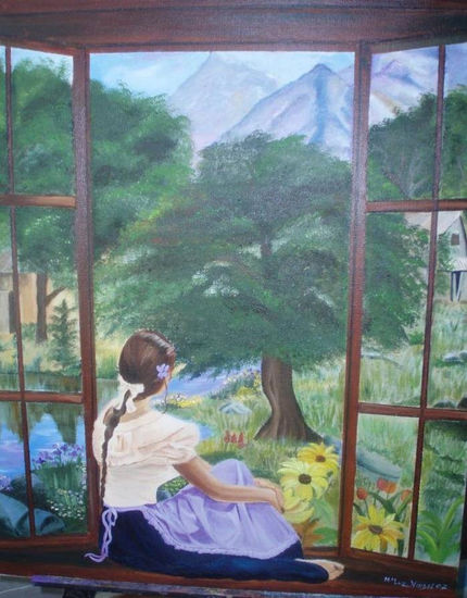 MIRANDO A TRAVES DE LA VENTANA Oil Canvas Landscaping