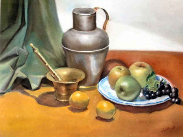 Bodegón plato Pastel Paper Still Life Paintings