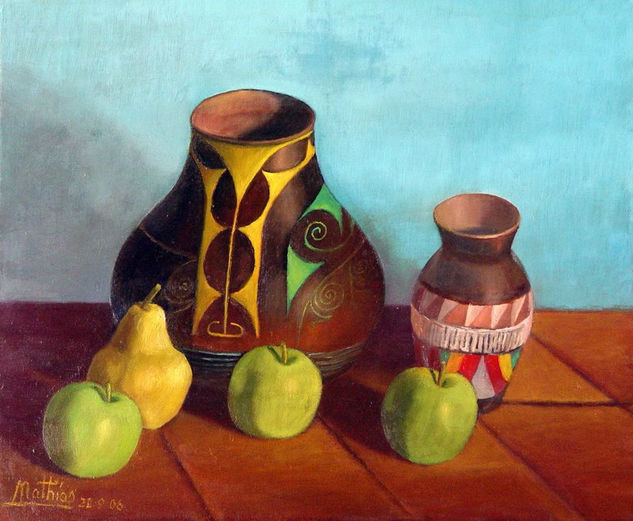 Vasijas y Frutas Oil Canvas Still Life Paintings