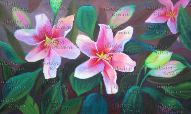 LIRIOS PERFUMADOS Oil Canvas Floral Painting