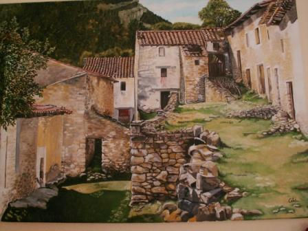 Pueblos de interior Óleo Lienzo Paisaje