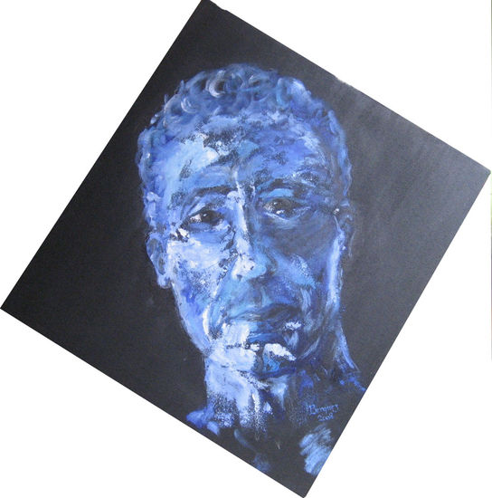 Autorretrato cambado en azul y negro Acrylic Canvas Portrait