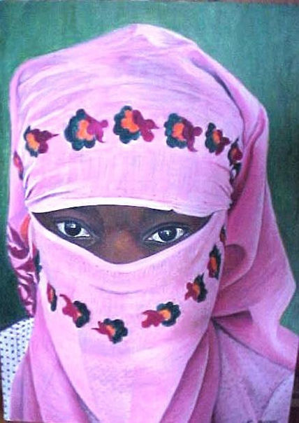 Niña de velo rosado