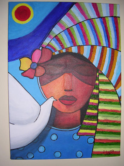 Taino Acrylic Canvas Figure Painting