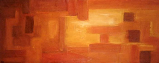 composicion naranja Oil Metal Canvas Others