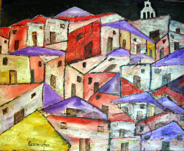 EL PUEBLO VISTO CON LOS OJOS CERRADOS Oil Canvas Landscaping