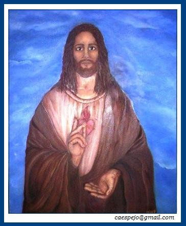 Sagrado Corazón Oil Canvas Figure Painting