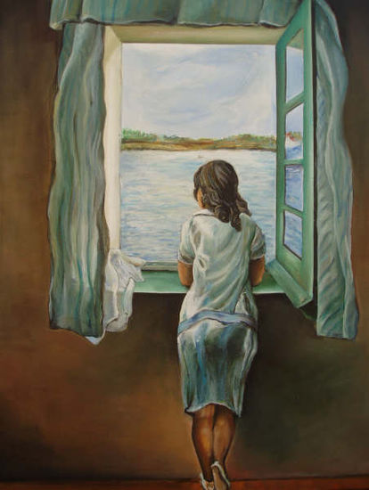 Interpretación Niña de la ventana de Salvador Dalí Oil Canvas Figure Painting